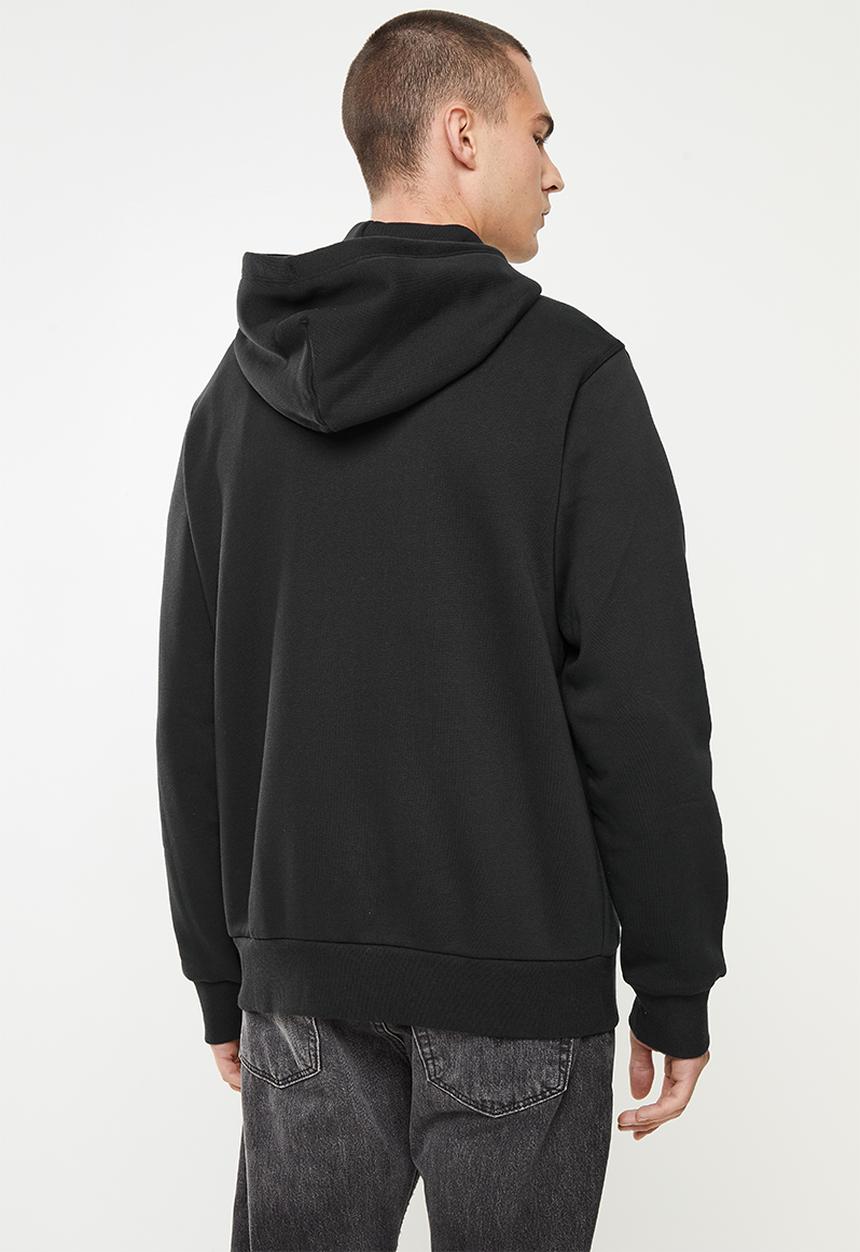 Converse - Embroidered star chevron full zip fleece hoodie - black