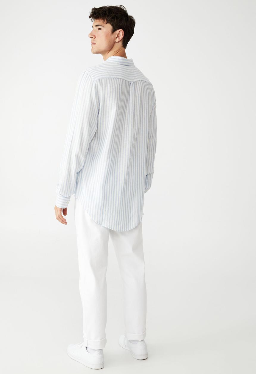 Cotton On - Ashby long sleeve shirt - indigo ticking stripe