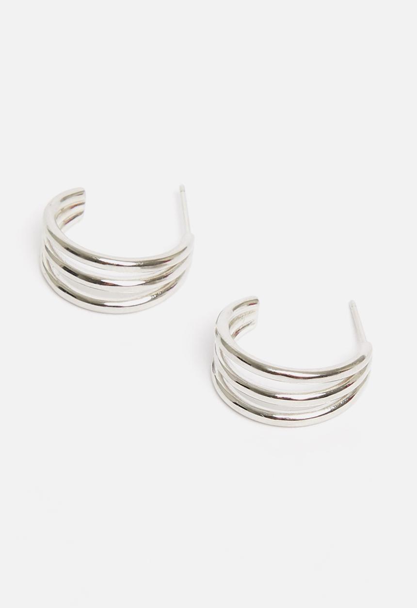 Superbalist - Sterling silver double hoop earrings - silver 