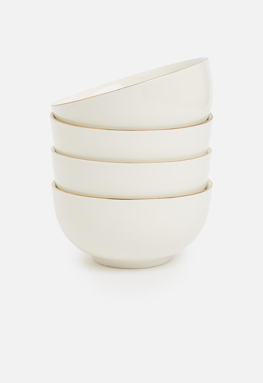 Excellent Houseware - Porcelain Gold rimmed cereal bowl - set of 4 