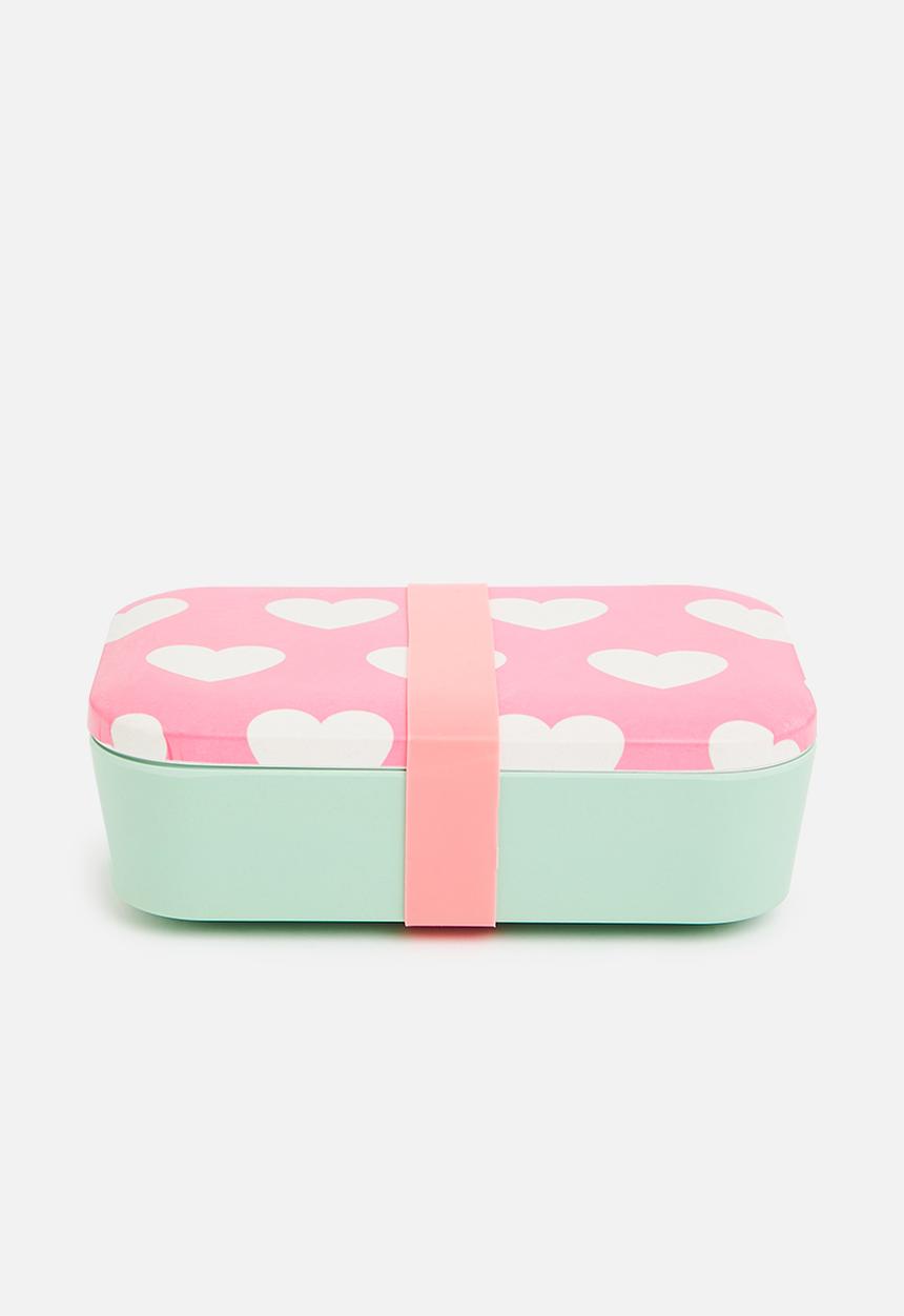 Excellent Houseware - Hearts lunch box - pink & green 