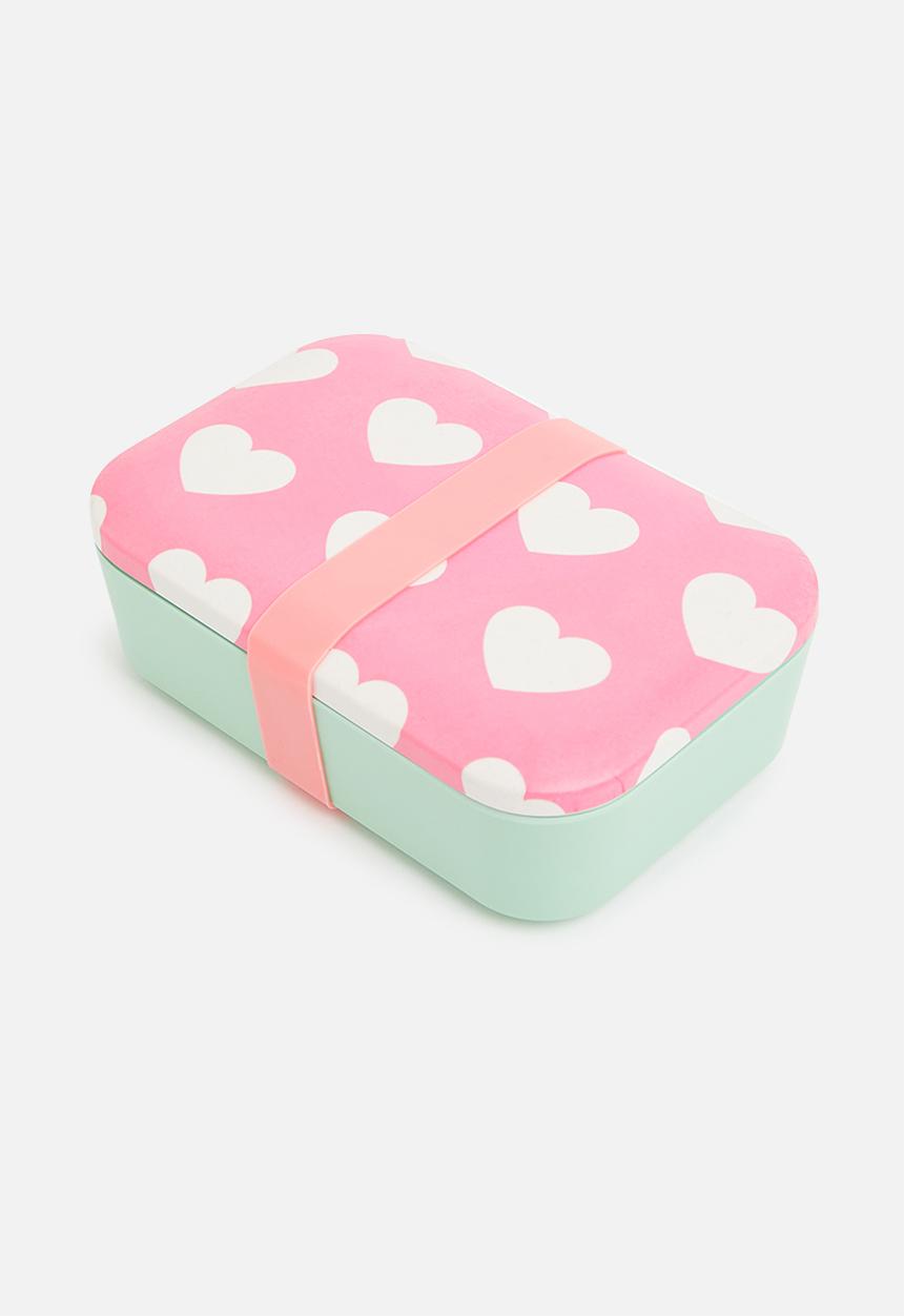 Excellent Houseware - Hearts lunch box - pink & green 