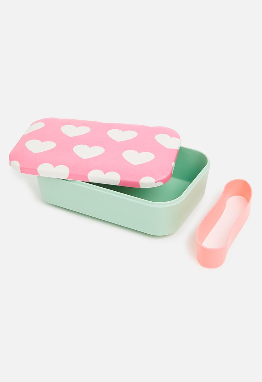 Excellent Houseware - Hearts lunch box - pink & green 