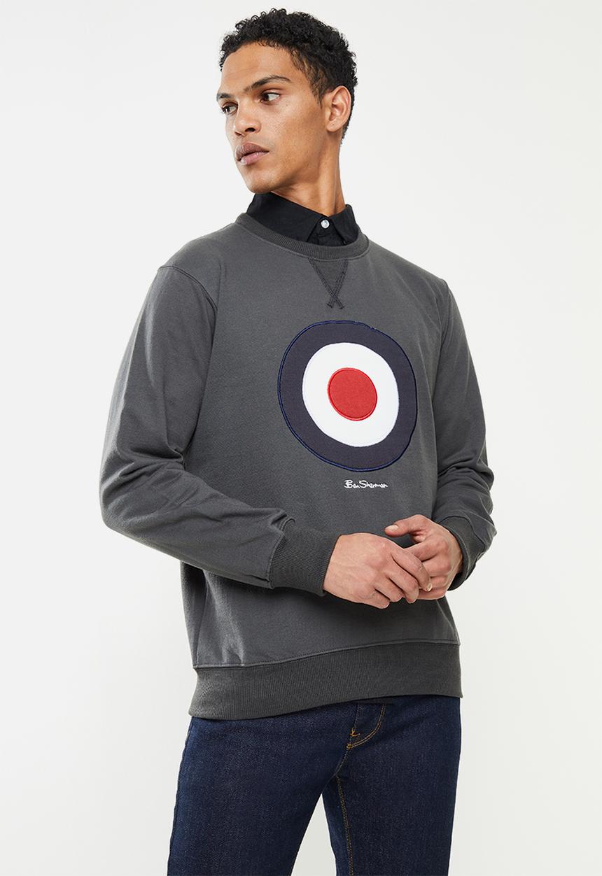 Ben Sherman - Target emb crew fleece sweater - charcoal