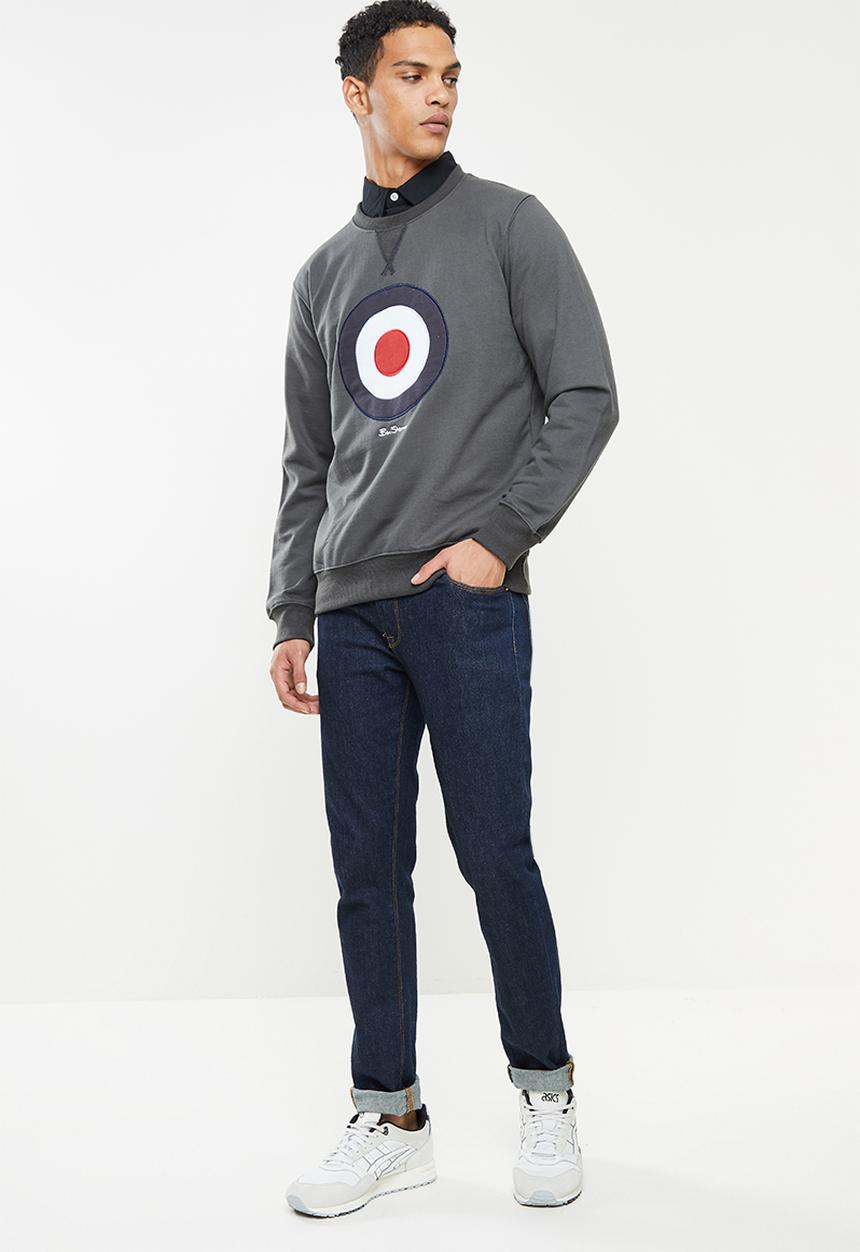 Ben Sherman - Target emb crew fleece sweater - charcoal