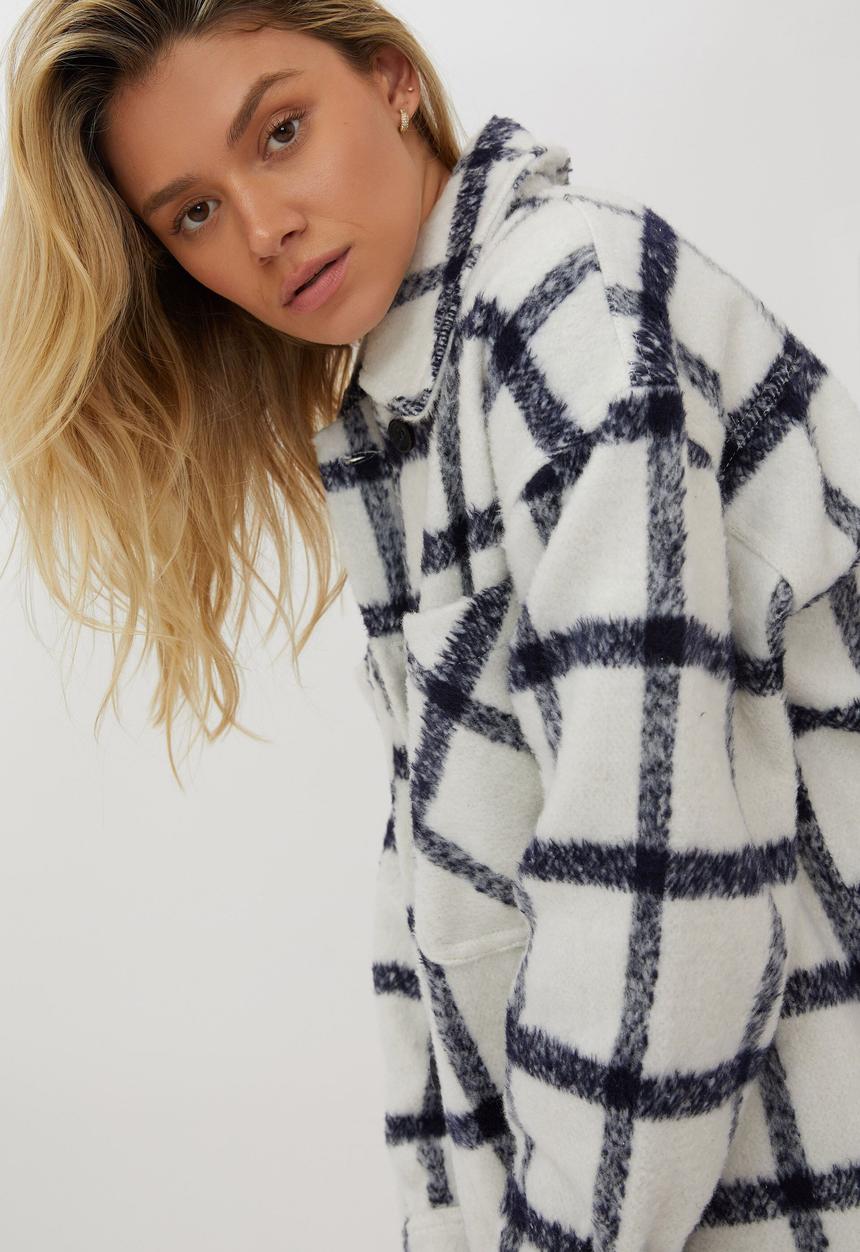 Cotton On - The boxy shacket - navy & white check