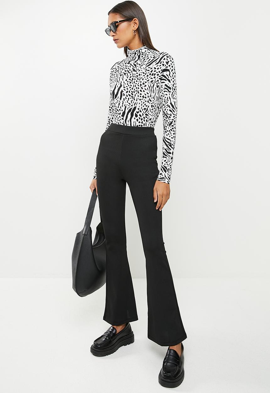 Koton - High waist flared trousers - black
