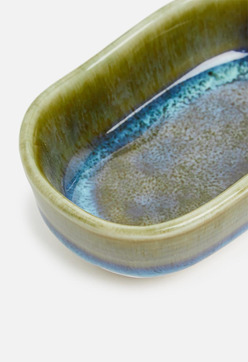 Excellent Houseware - Stoneware dipping bowl- blue & green