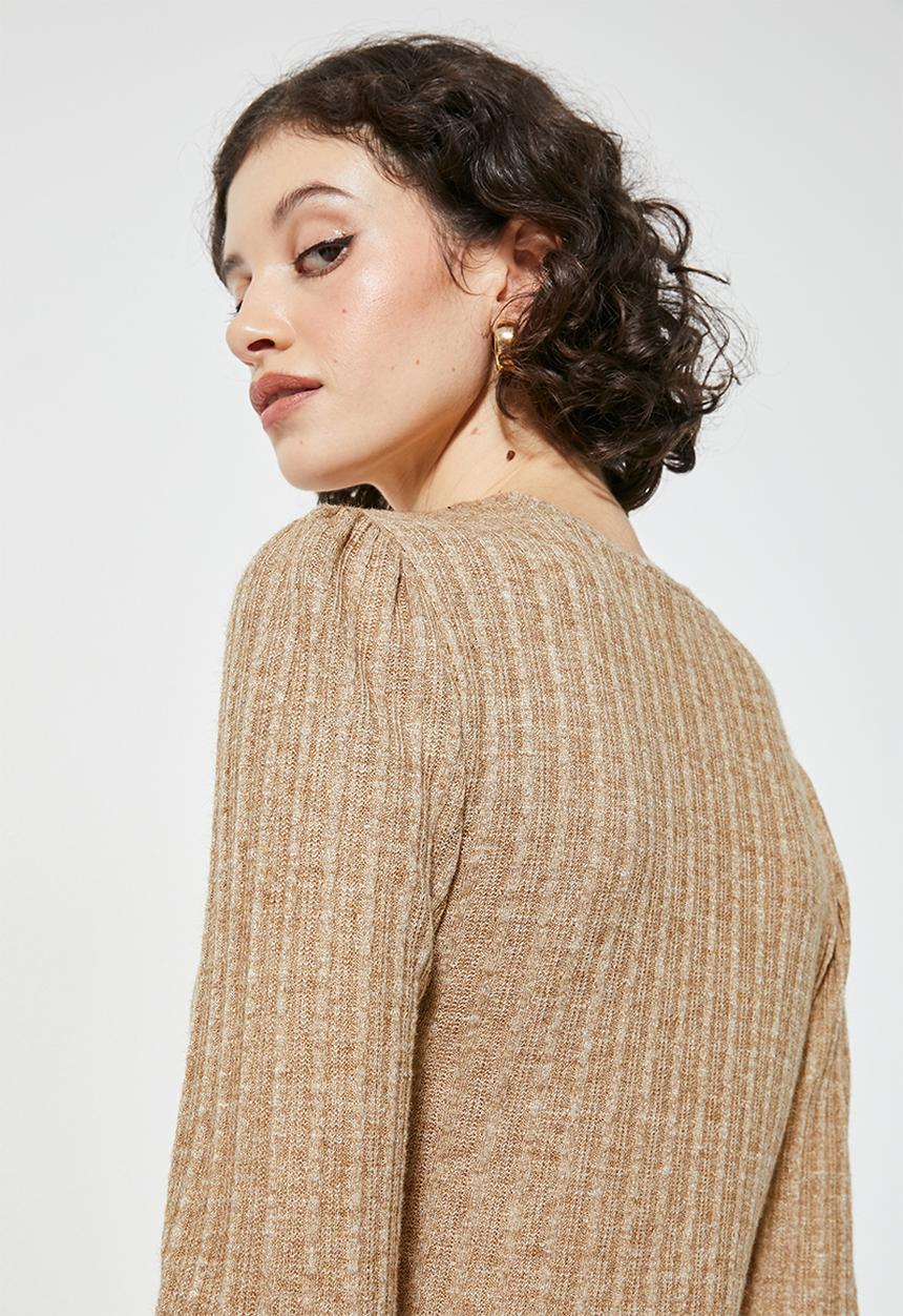 Superbalist - Cabled puff sleeve knit top - cream
