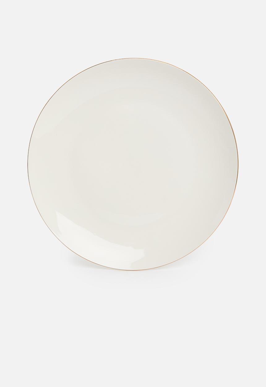 Excellent Houseware - Porcelain Gold rimmed dinner plate - set of 4 