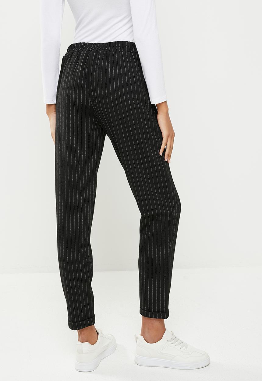 Koton - Striped drawstring trousers - black 