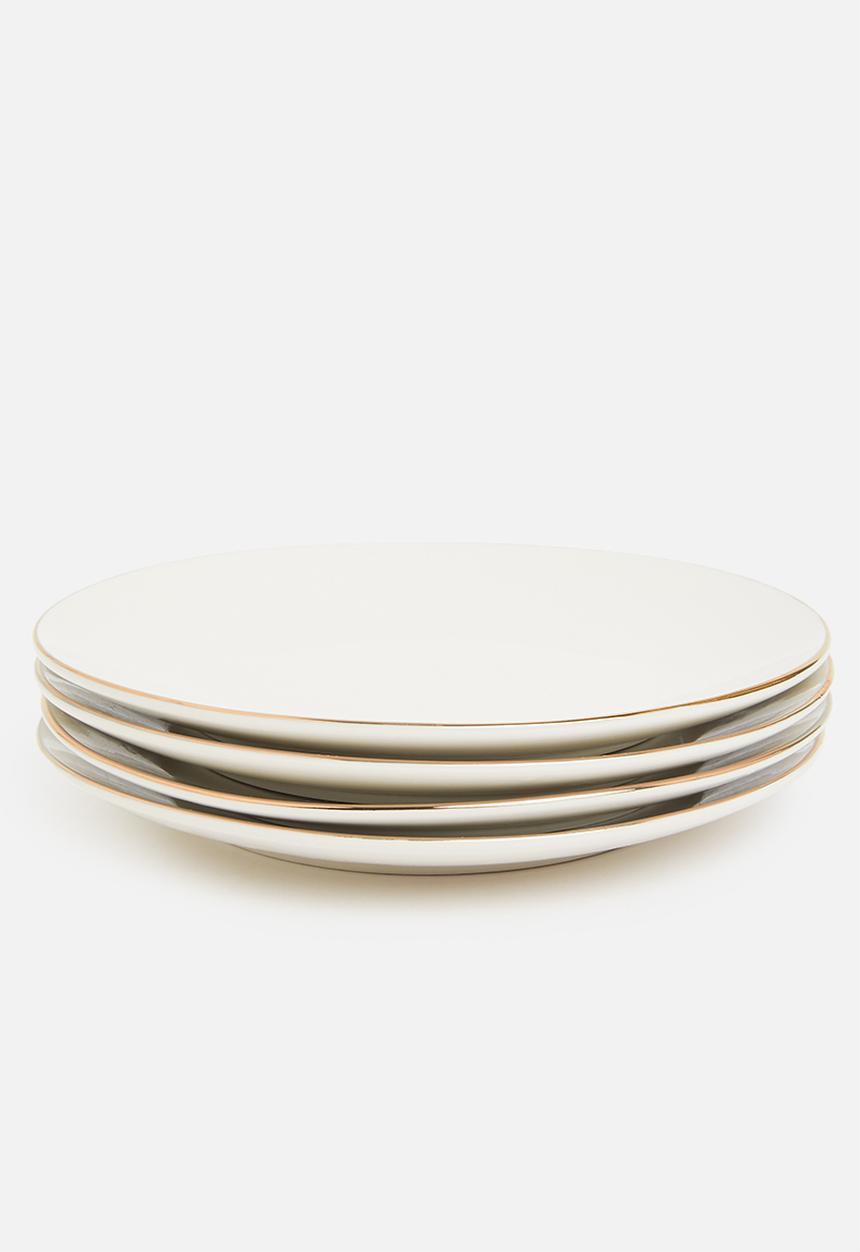 Excellent Houseware - Porcelain Gold rimmed side plate- set of 4 