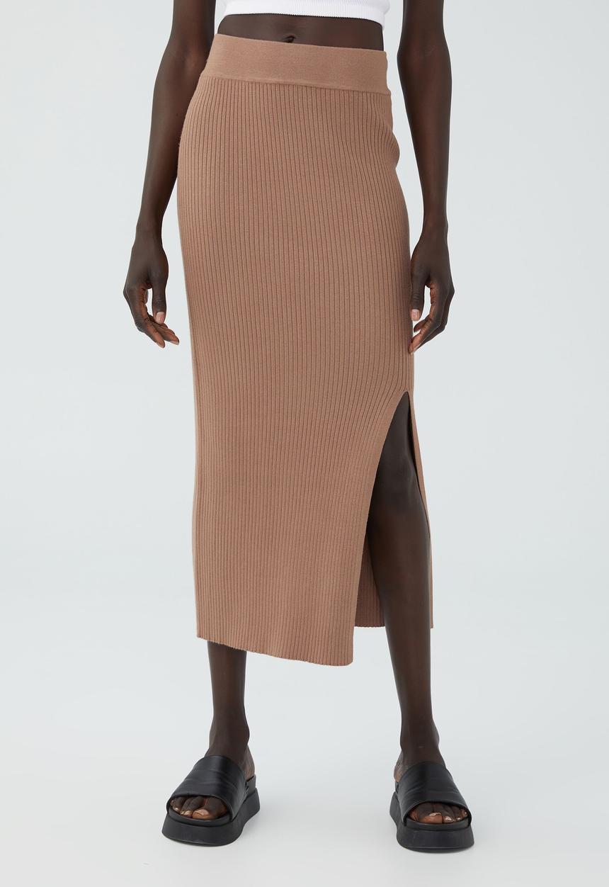 Cotton On - Knit midi skirt - cocoa bean
