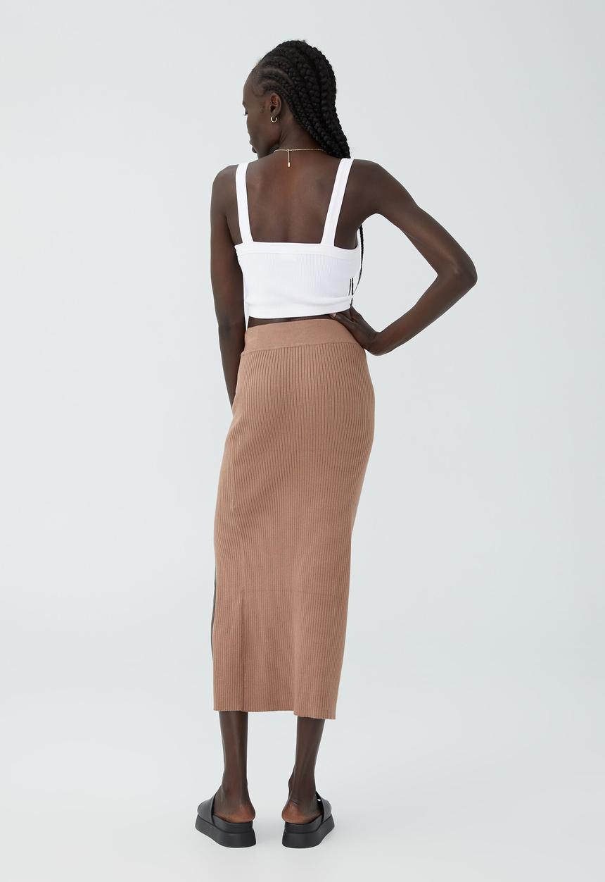 Cotton On - Knit midi skirt - cocoa bean