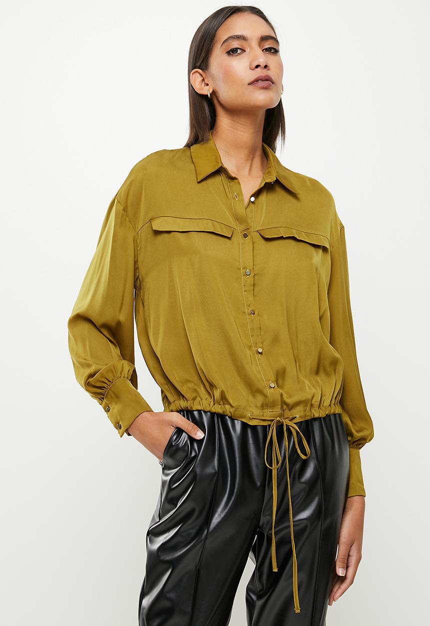 Koton - Classic neck long sleeve shirt - khaki
