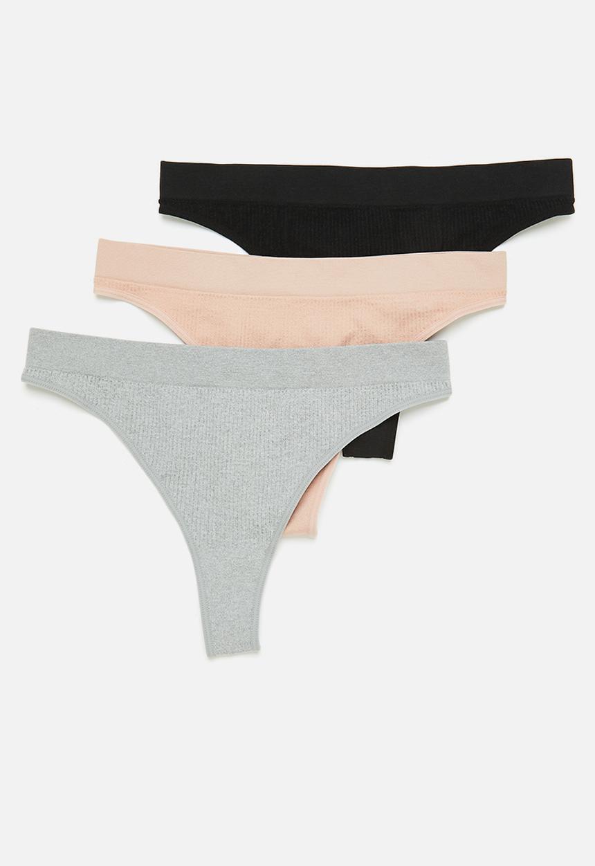 Cotton On - Seamless high cut thong brief 3-pack - multi 