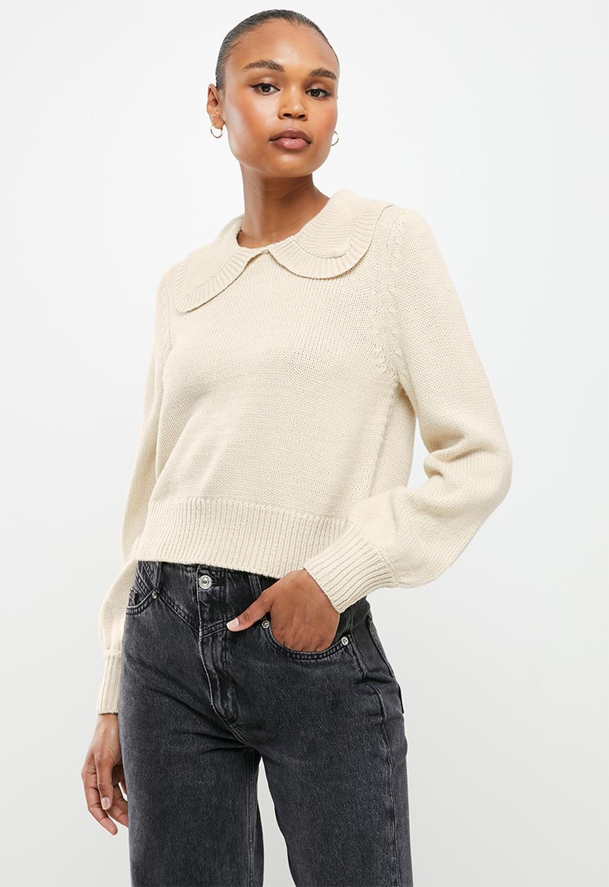 ONLY - Lexa long sleeve collar pullover - pumice stone