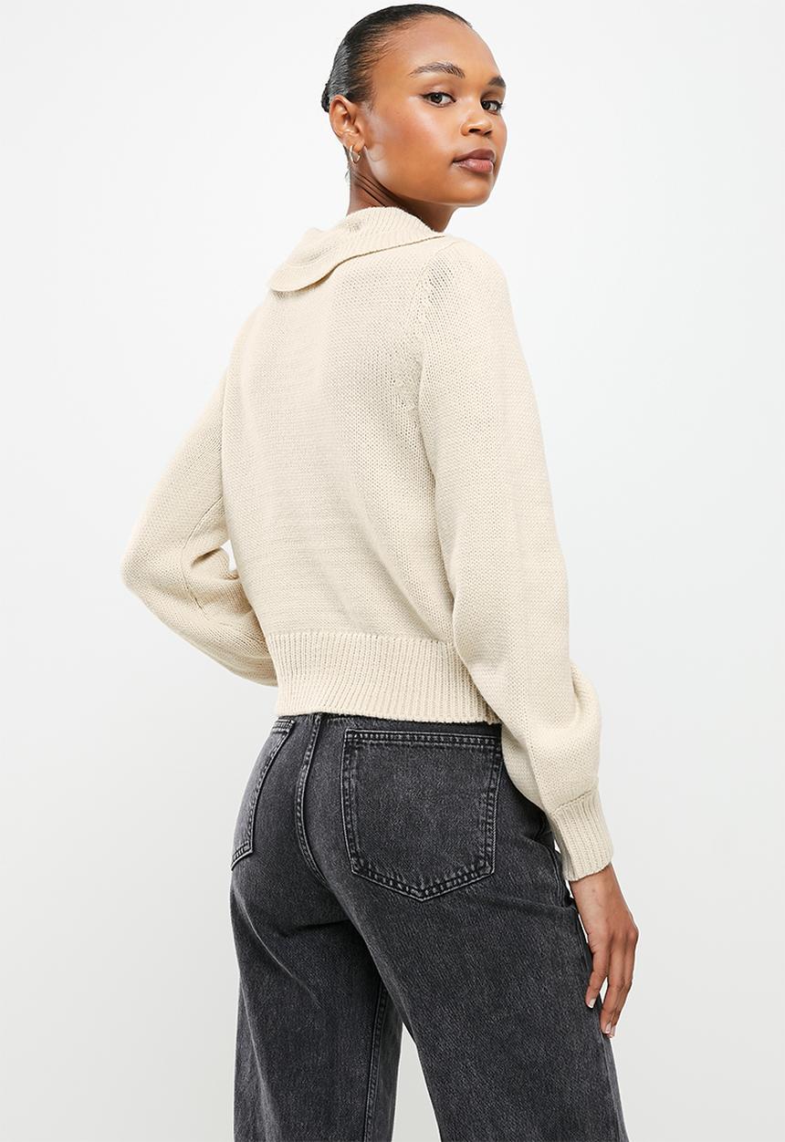 ONLY - Lexa long sleeve collar pullover - pumice stone