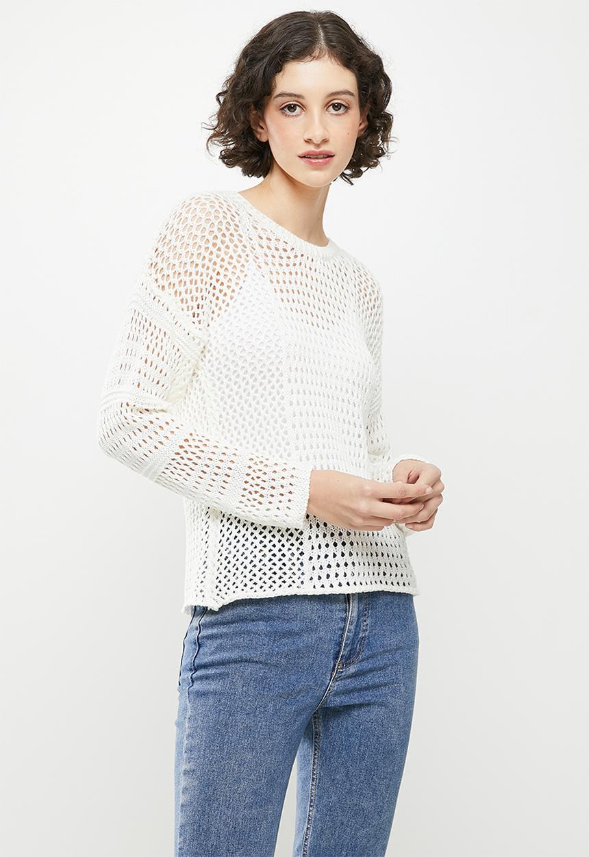 Koton - Crew neck long sleeve jumper - white