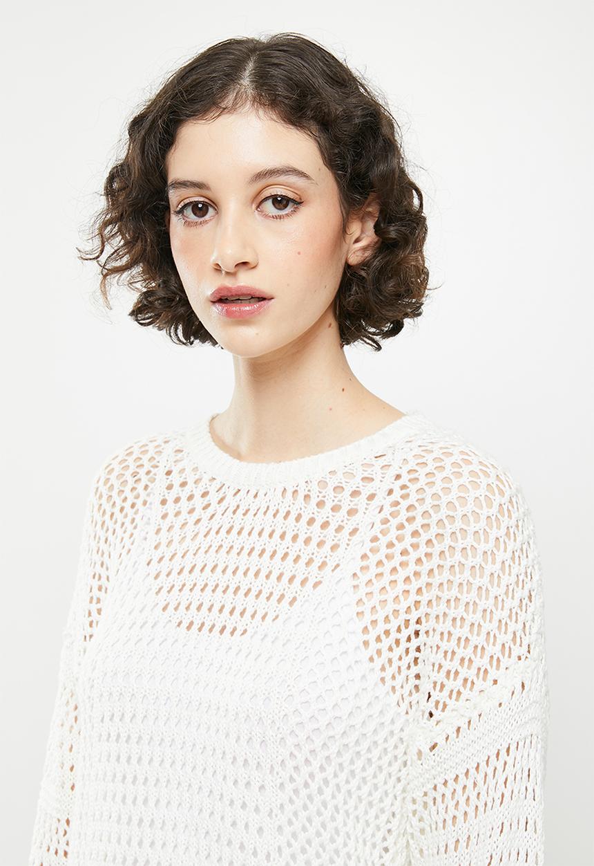 Koton - Crew neck long sleeve jumper - white