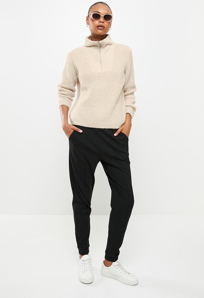 Jacqueline de Yong - Sigrid mia life long sleeve zip pullover - cement