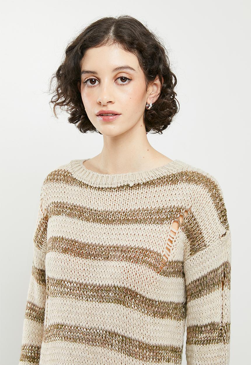 Koton - Crew neck long sleeve jumper - brown 