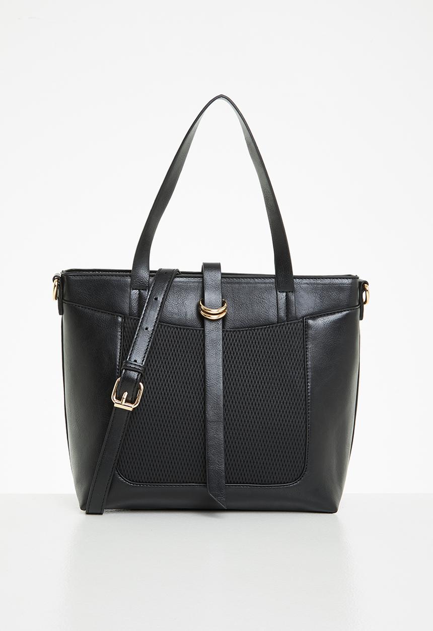 Pierre Cardin - Fabiana textured panel satchel  crossbdody - black