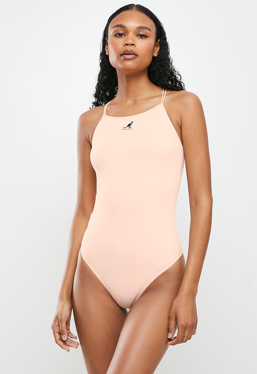 KANGOL - Ribbed thong bodysuit - peach