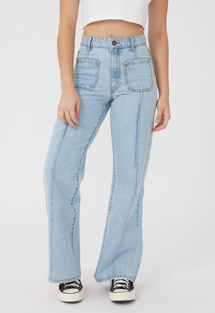 Cotton On - Petite pocket wide leg jean - wave blue