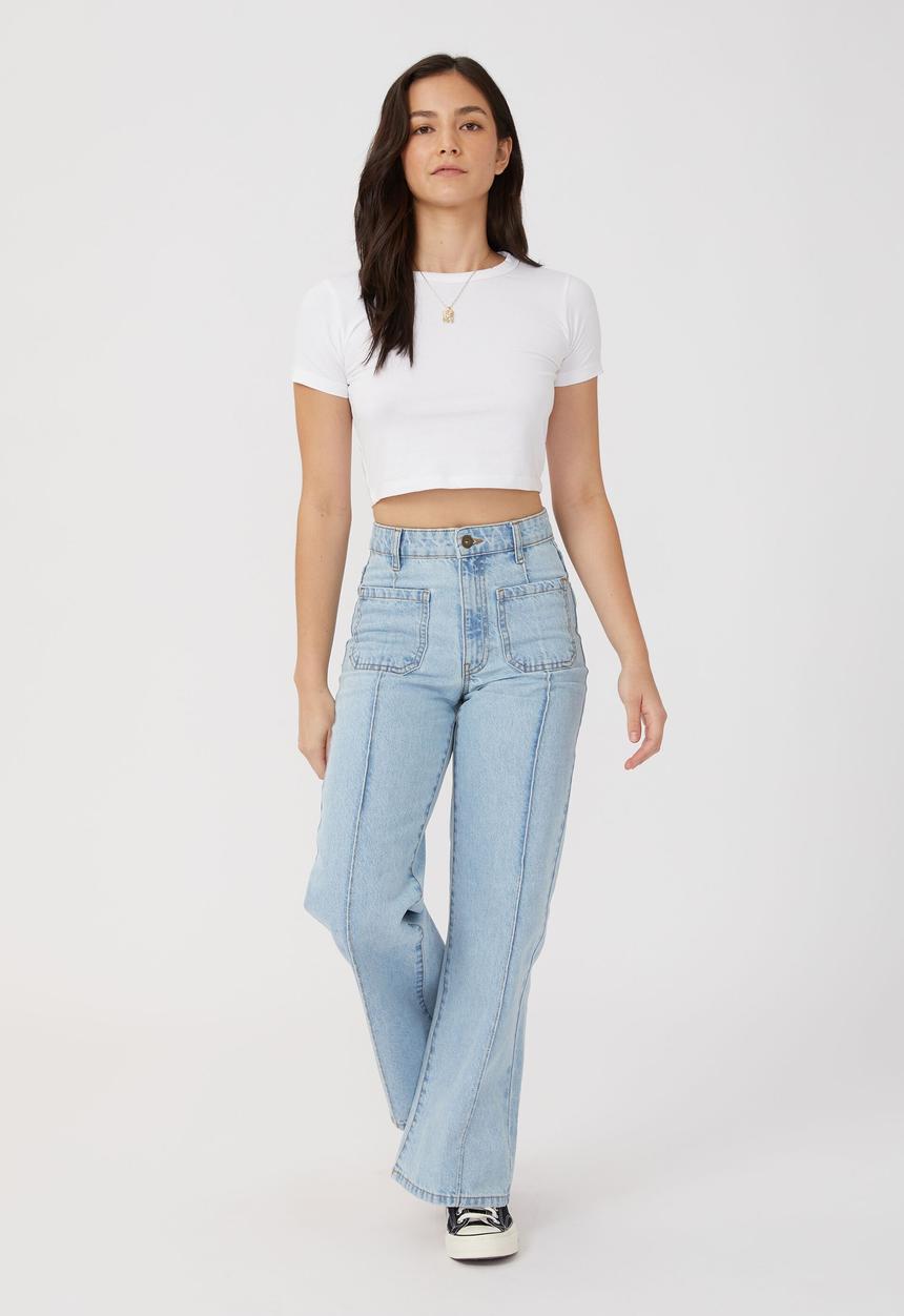 Cotton On - Petite pocket wide leg jean - wave blue
