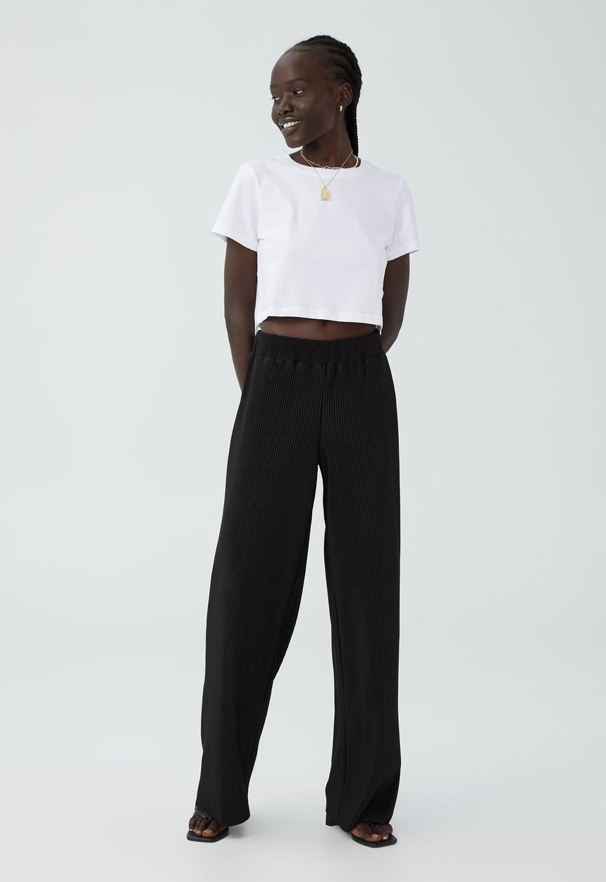 Cotton On - Pleated wide leg pant - black