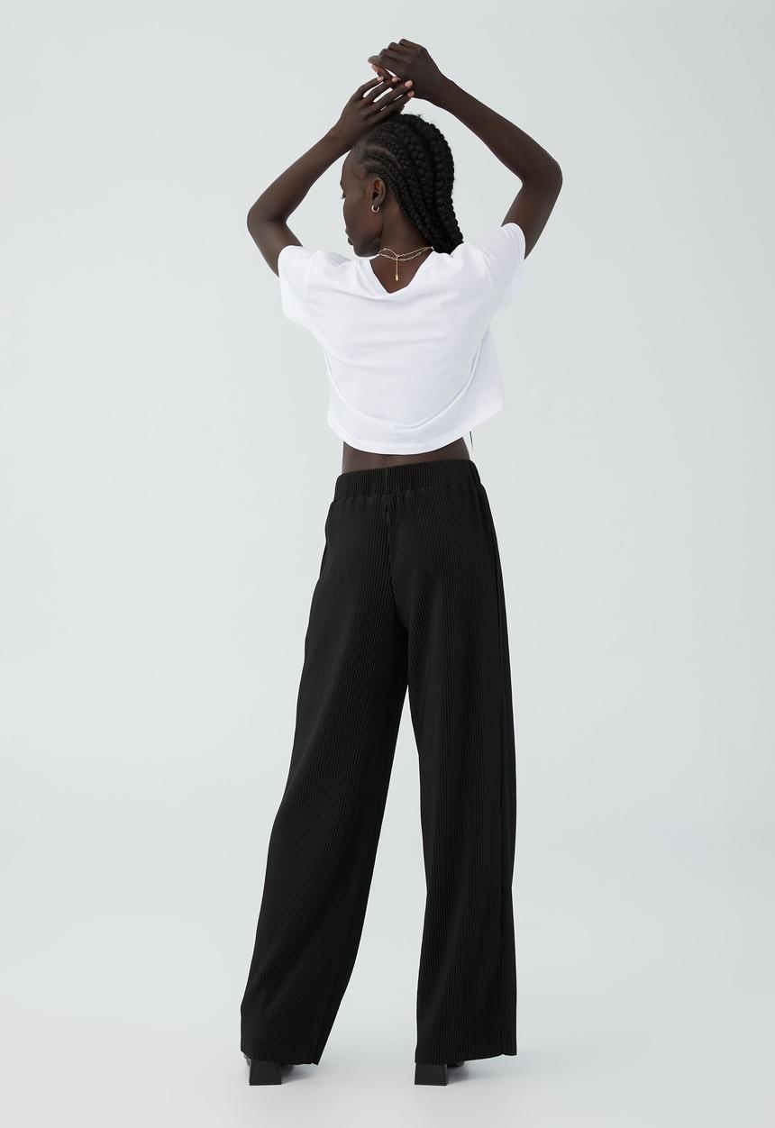 Cotton On - Pleated wide leg pant - black