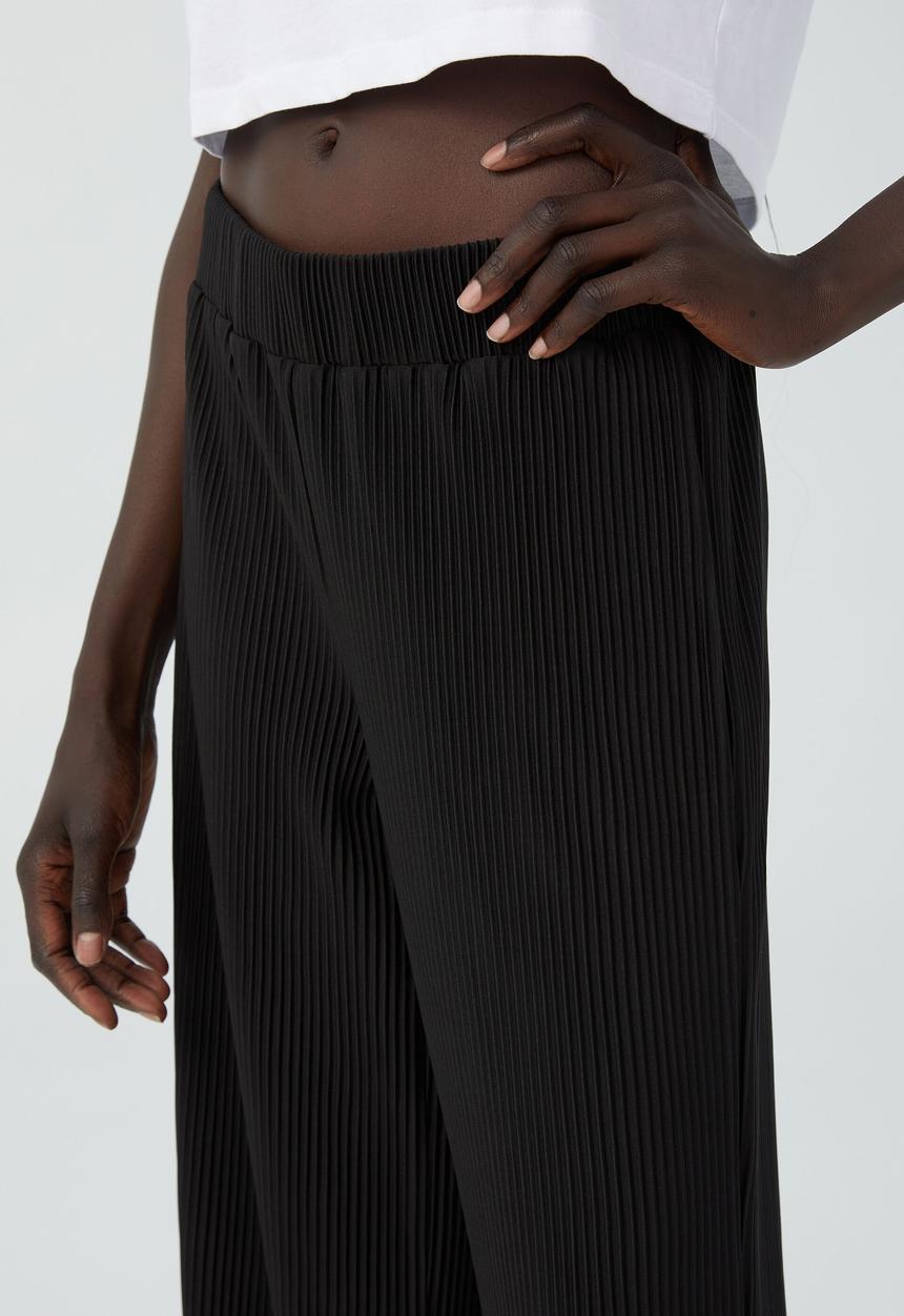 Cotton On - Pleated wide leg pant - black