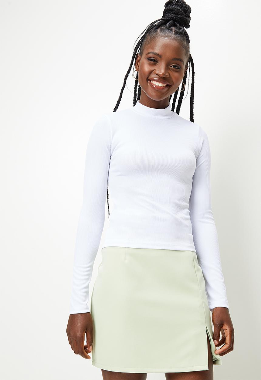 Blake - Turtle neck long sleeve top - white