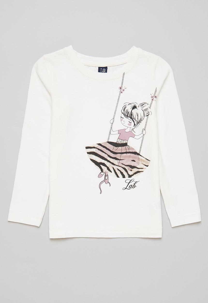 LAB - Long sleeve printed tee - white
