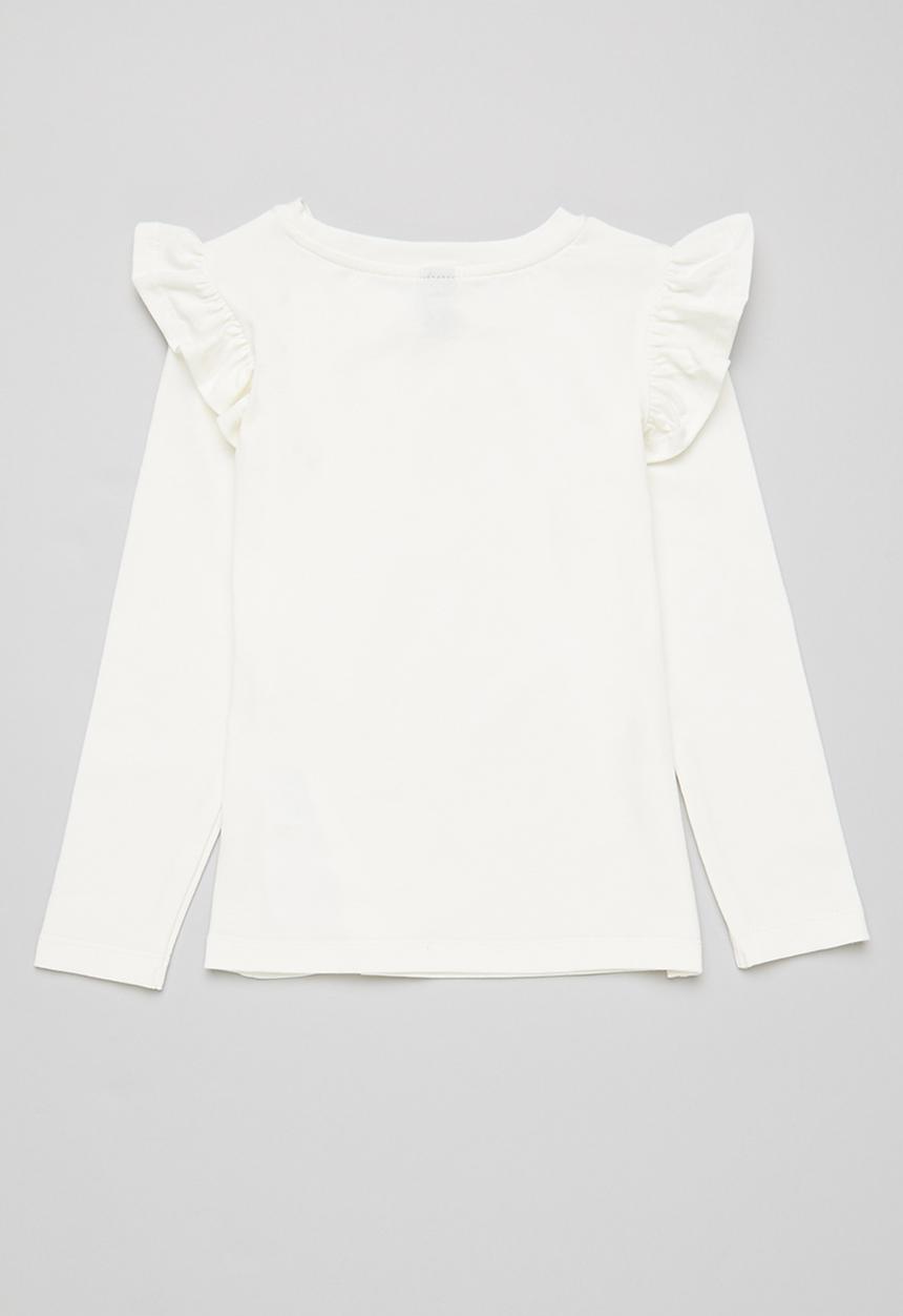LAB - Long sleeve plain frill tee - white