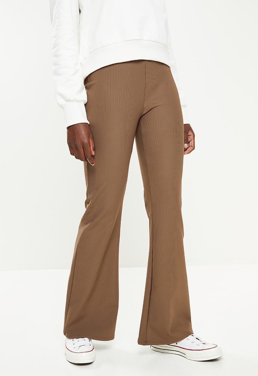 Cotton On - Rib flare pant - brown