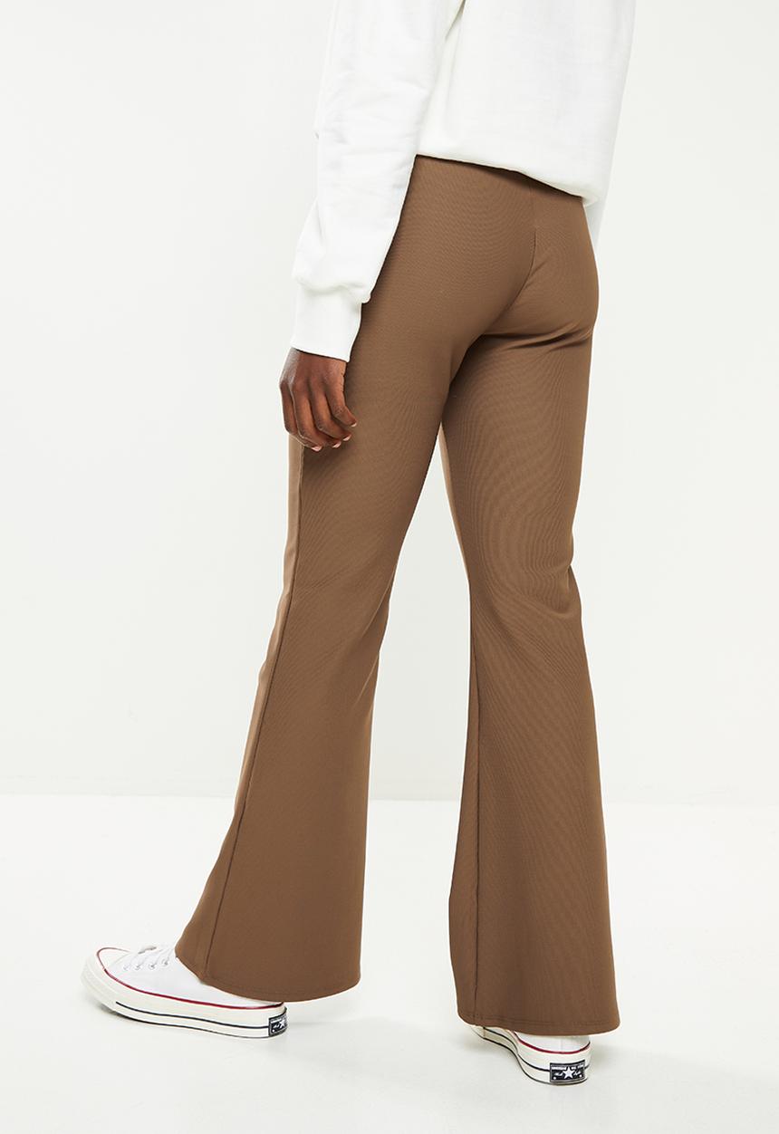 Cotton On - Rib flare pant - brown