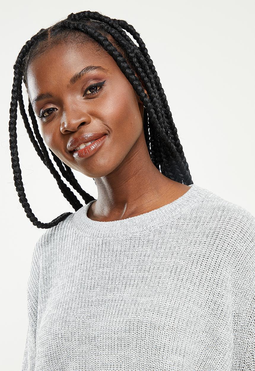 Cotton On - Bump friendly everyday crop pullover - ash grey/white twist