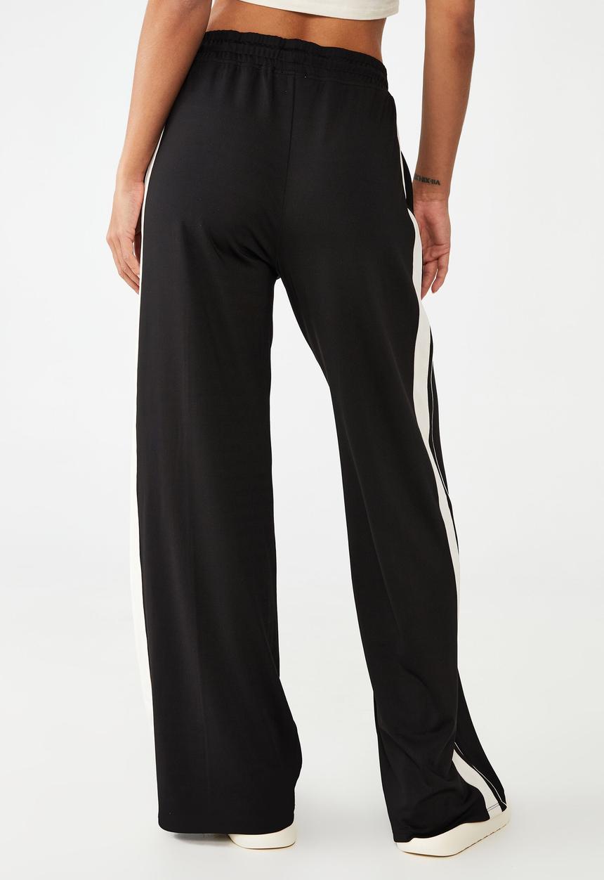 Cotton On - Wide leg stripe trackpant - black & eggshell