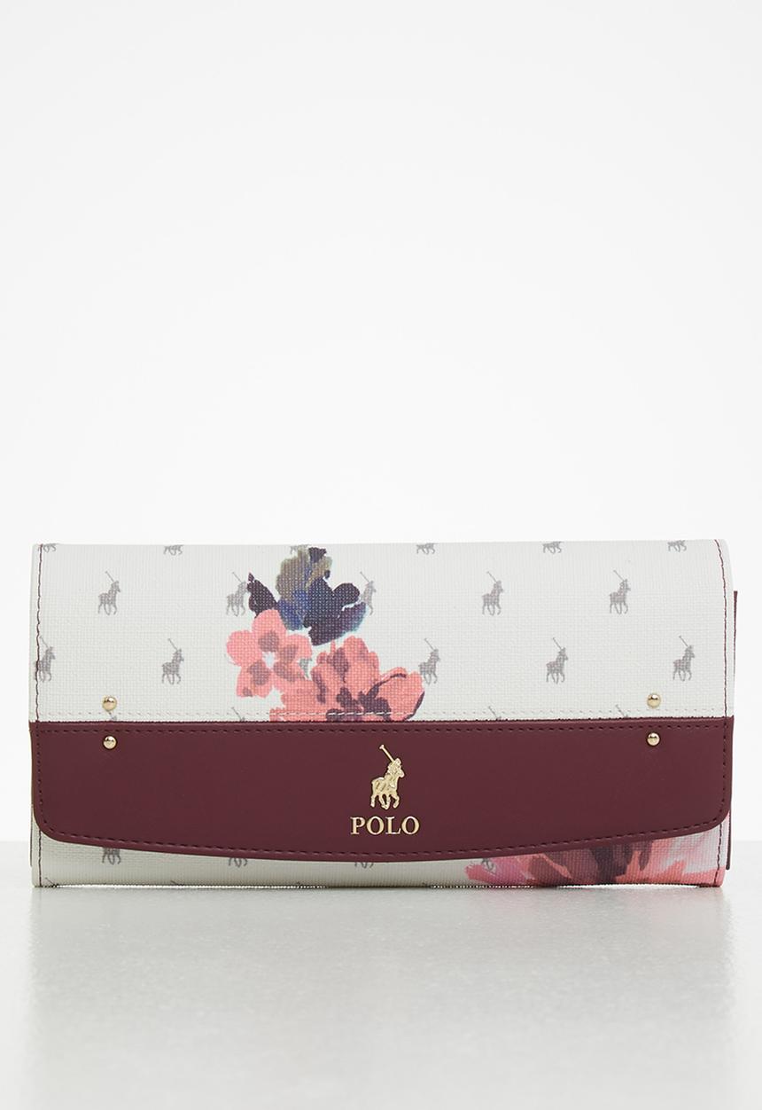 POLO - Floral  clutch purse - berry