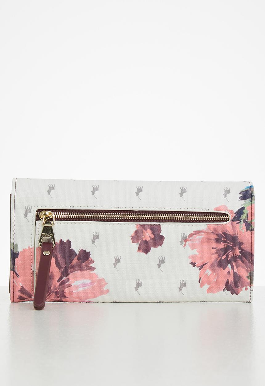 POLO - Floral  clutch purse - berry