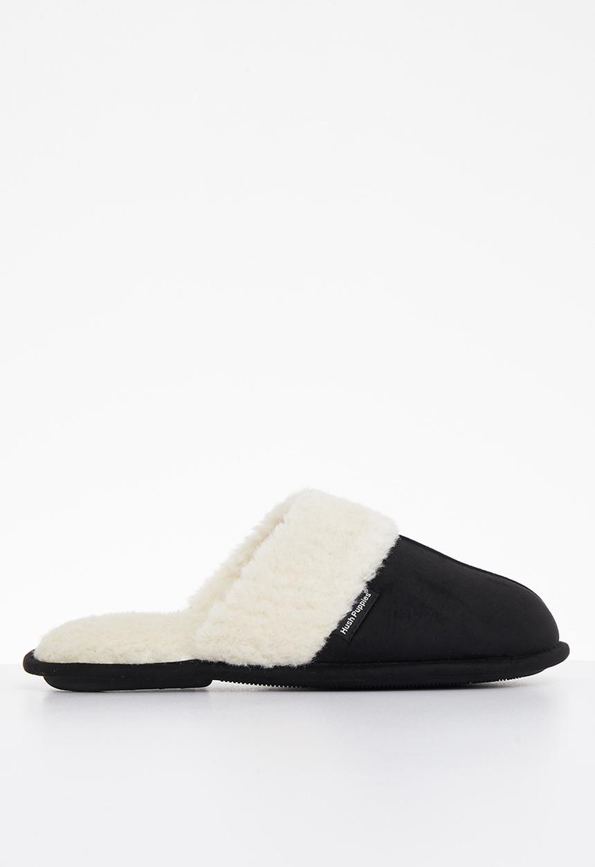Hush Puppies - Aaron mircrofibre slipper - black & white