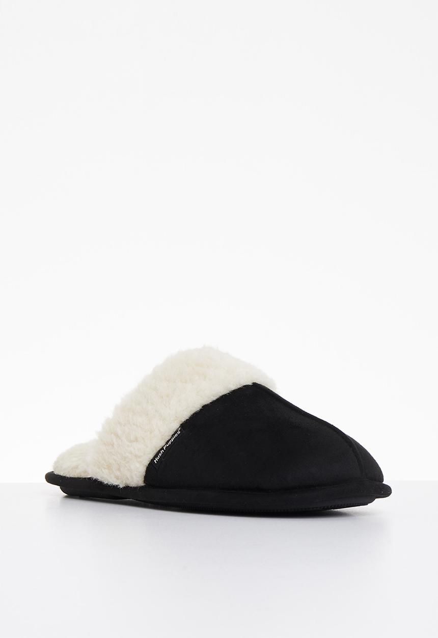 Hush Puppies - Aaron mircrofibre slipper - black & white
