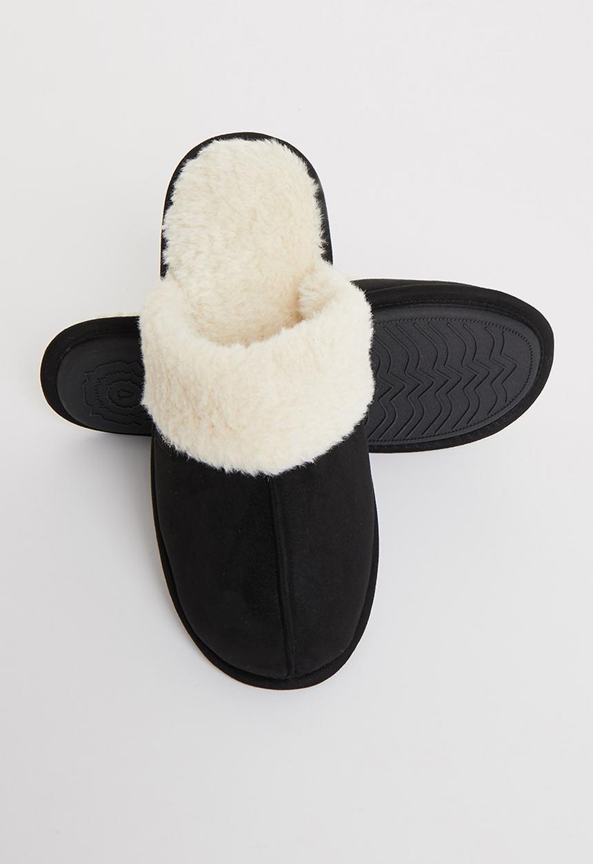 Hush Puppies - Aaron mircrofibre slipper - black & white
