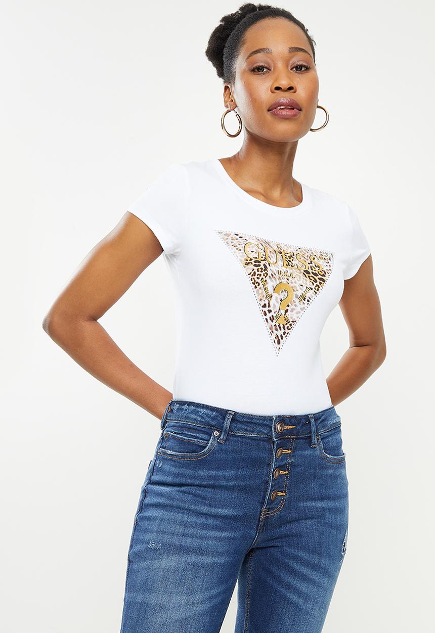 GUESS - Short sleeve ghost leopard logo r3 - pure white