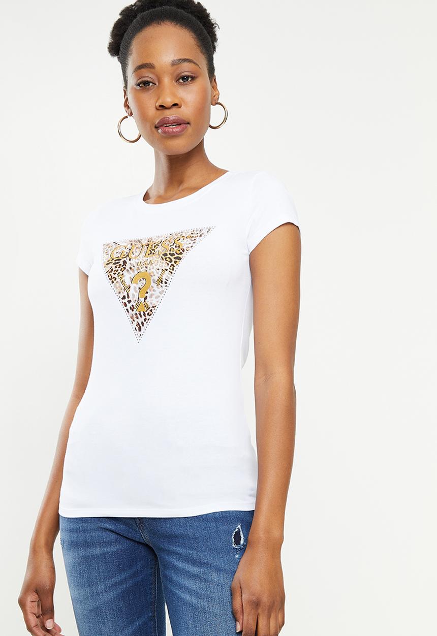 GUESS - Short sleeve ghost leopard logo r3 - pure white