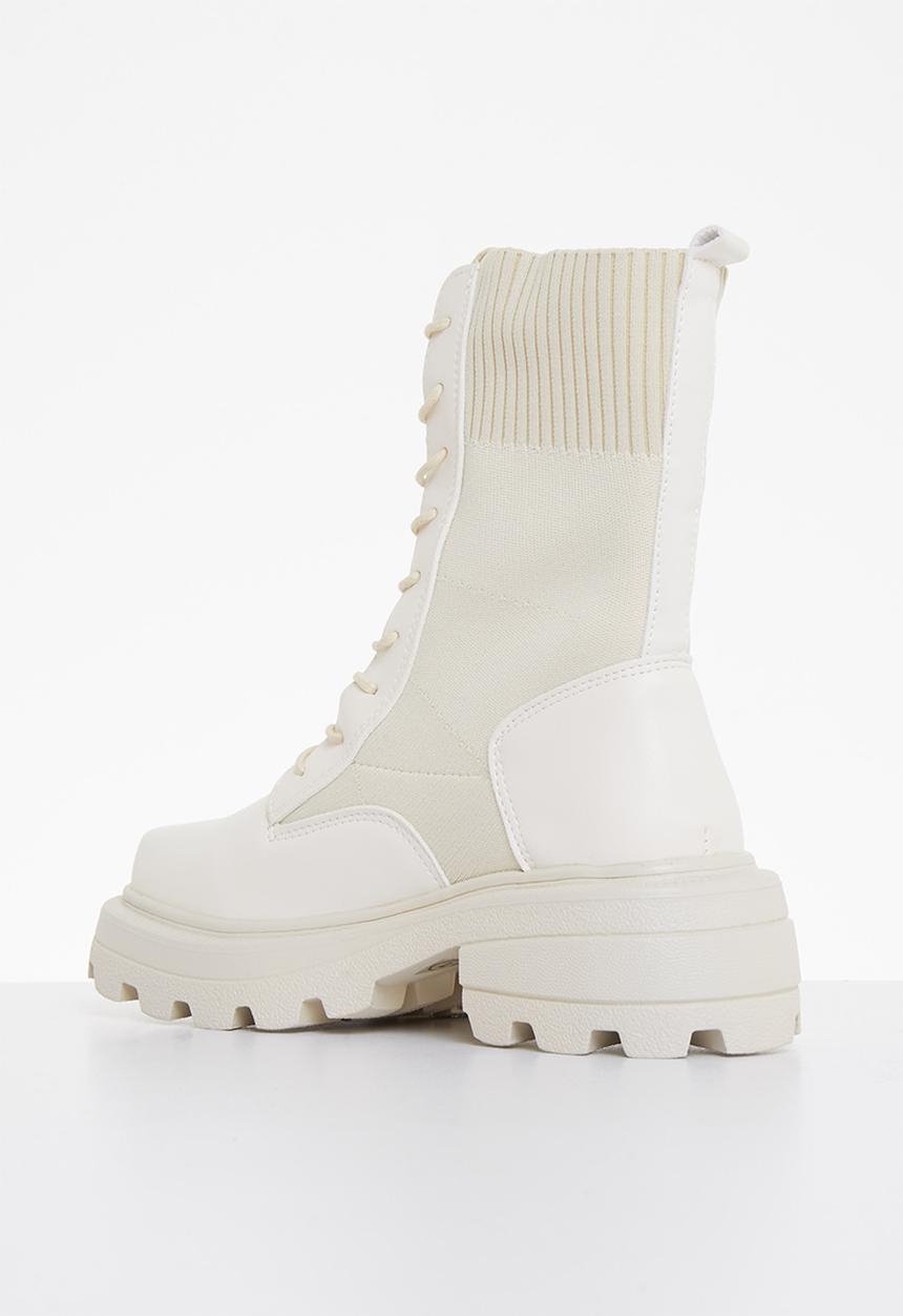 Plum - Nalpa lace-up combat boot - cream