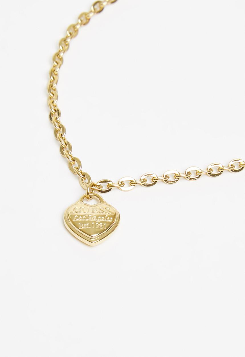 GUESS - Follow my charm mini chain & heart charm - gold