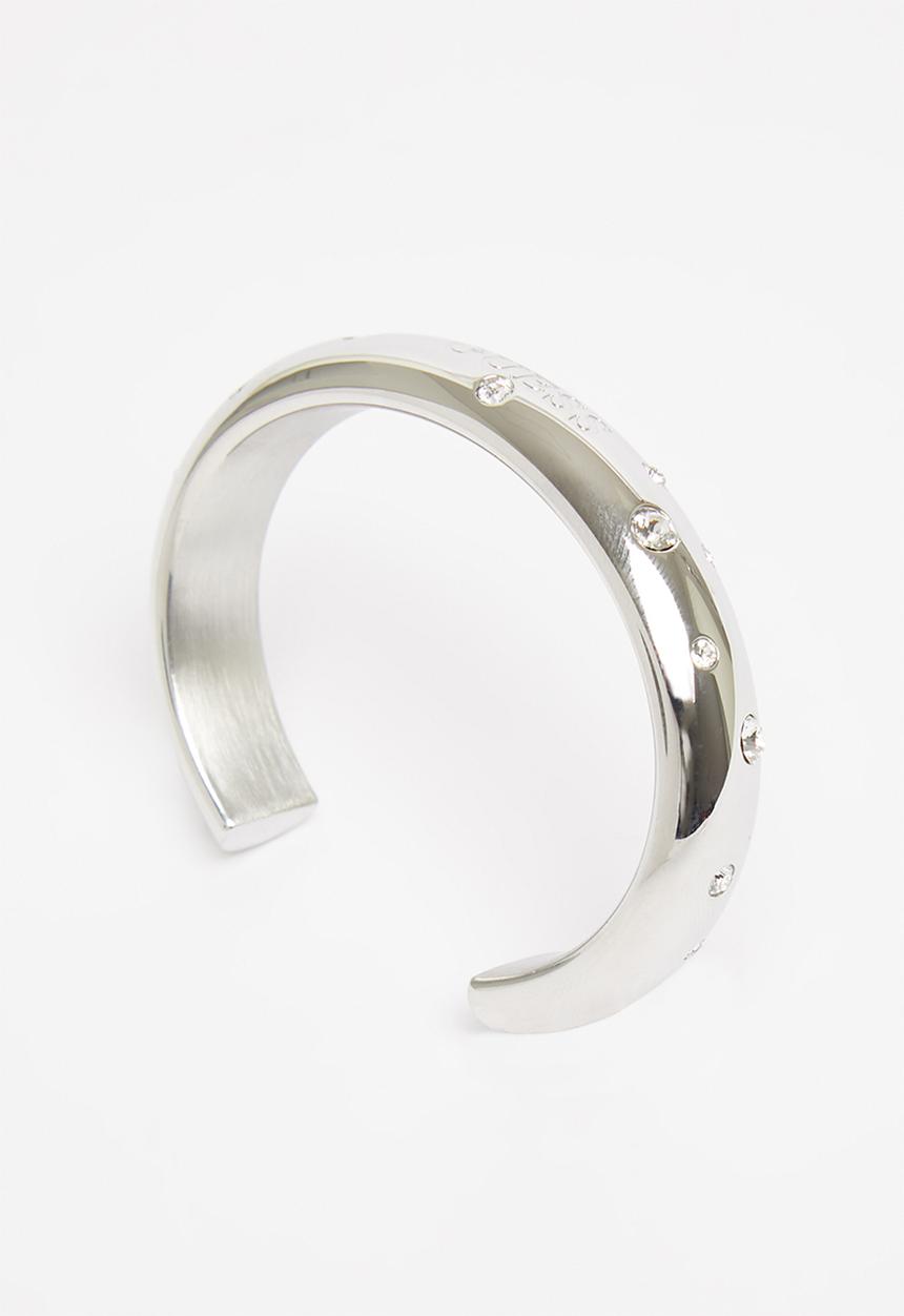GUESS - Fun tonight round bangle clear crystals sil - silver